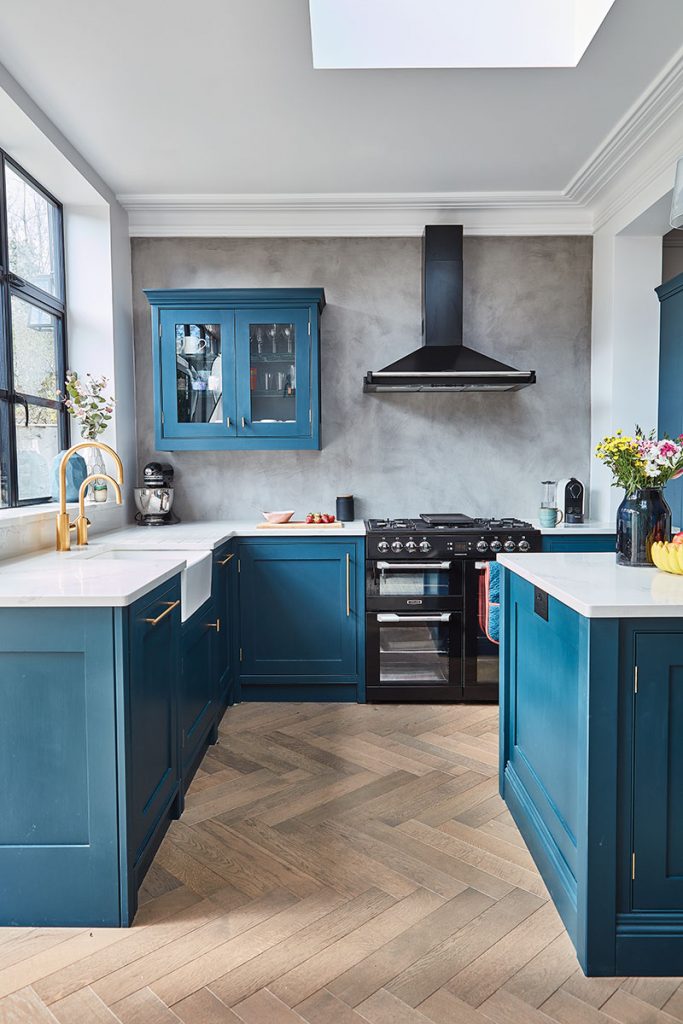 Lily Pebbles' home featuring traditional navy cabinetry