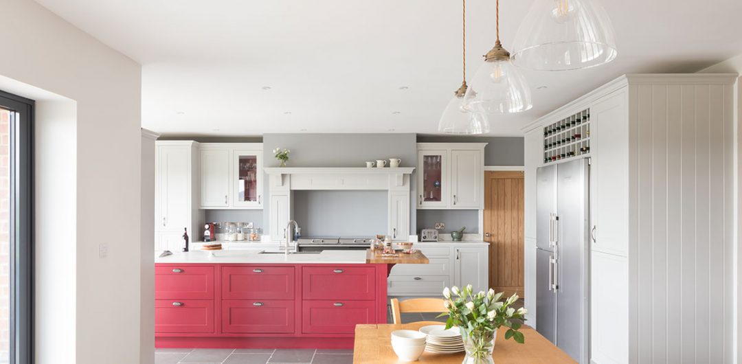 red kitchen island