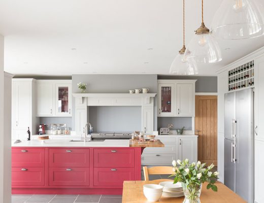 red kitchen island