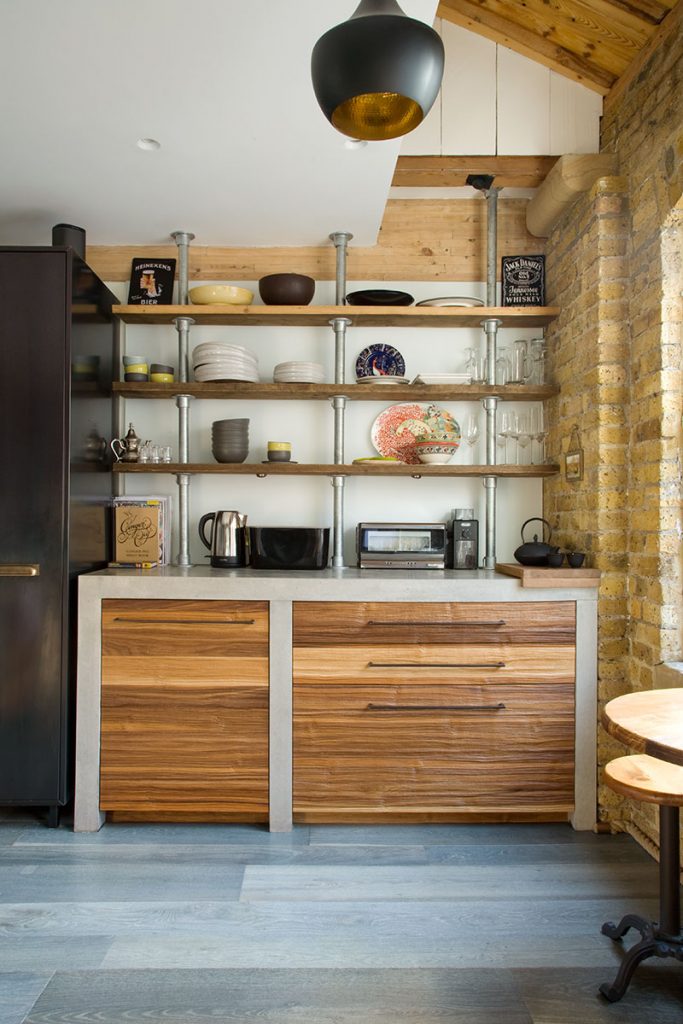 open shelving scaffold boards and poles