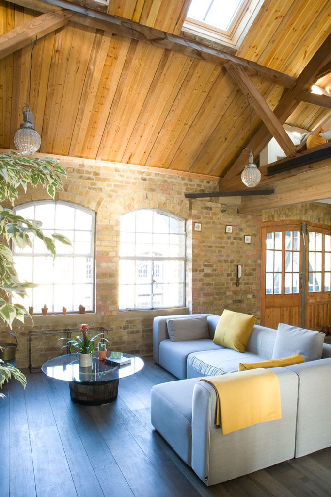 L-shape sofa in open-plan room