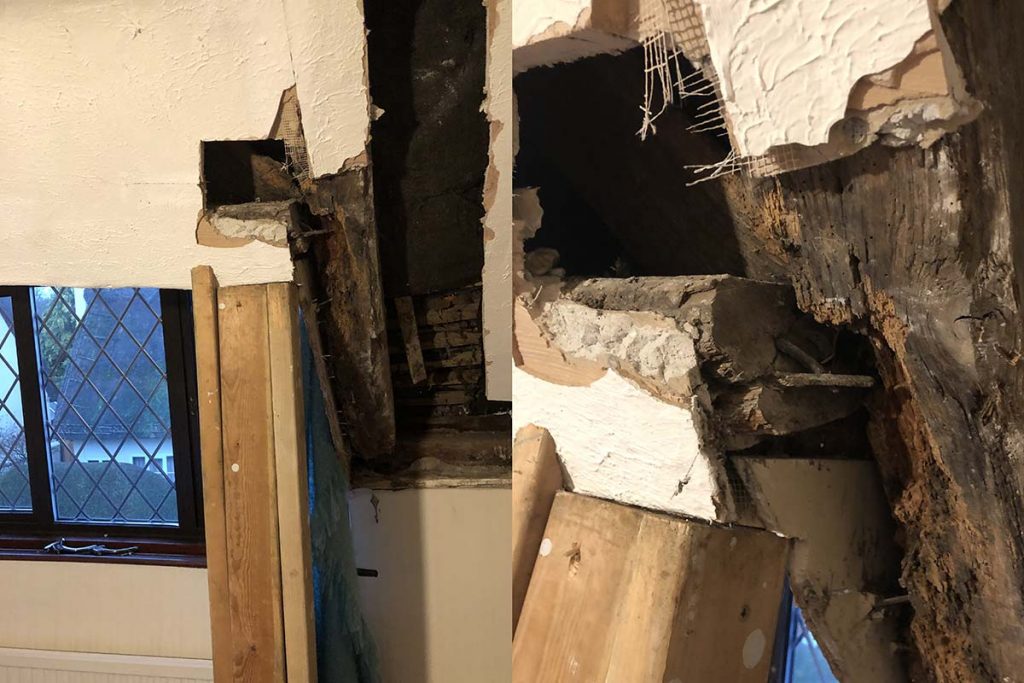 damage to the ceiling
