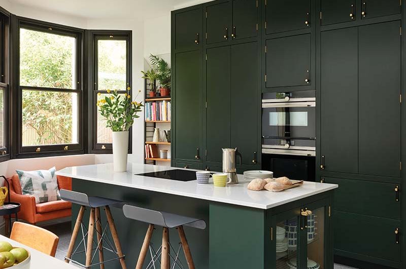 dark green cabinetry