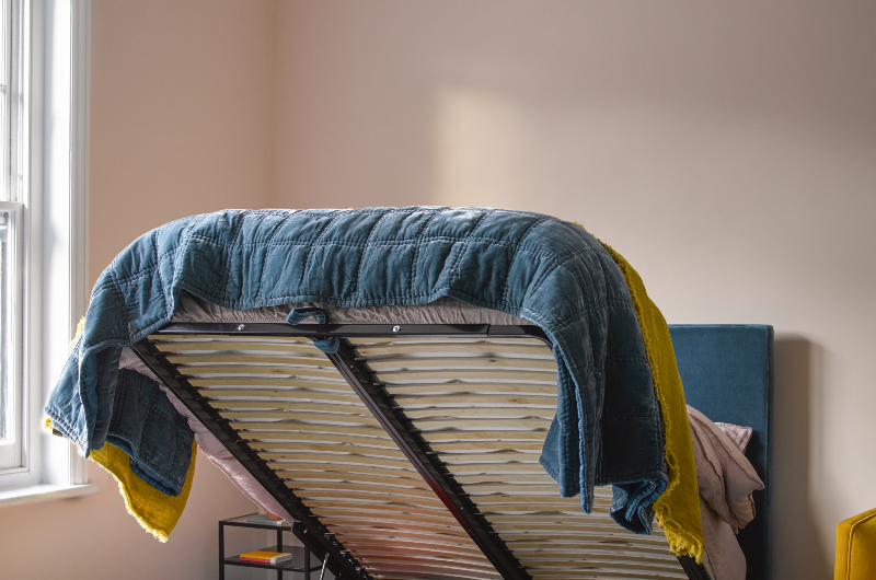 a bed with storage underneath