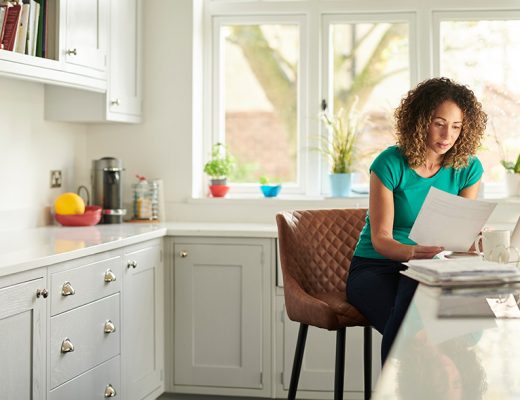 a woman researching how to buy a kitchen in lockdown