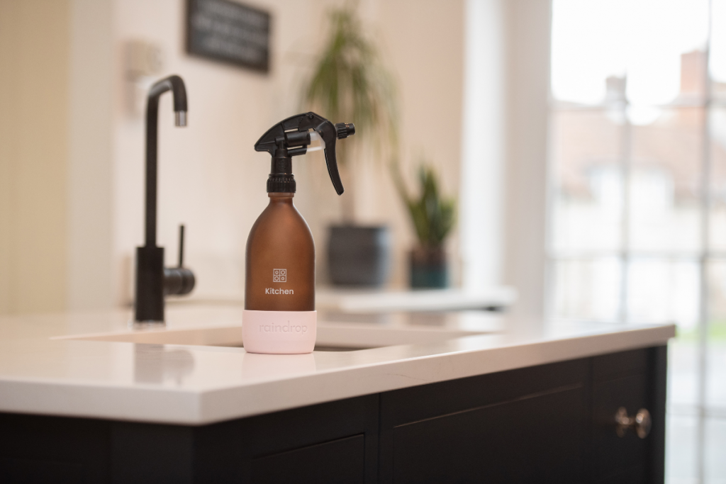 a glass bottle of Raindrop spray