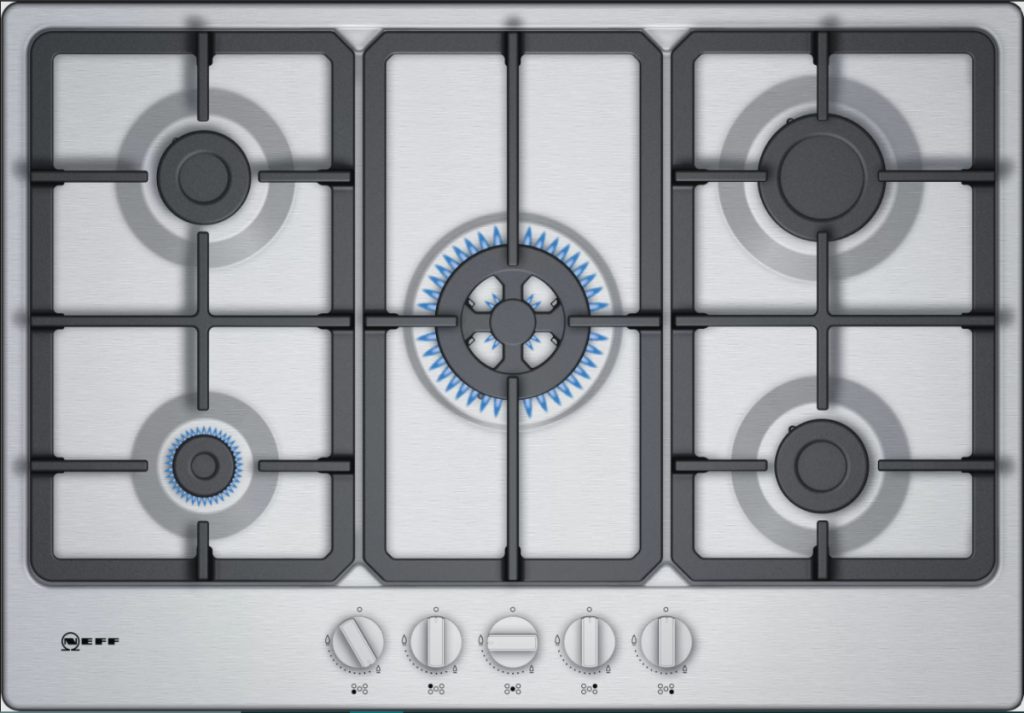 silver gas hobs from NEFF with cast-iron pan supports