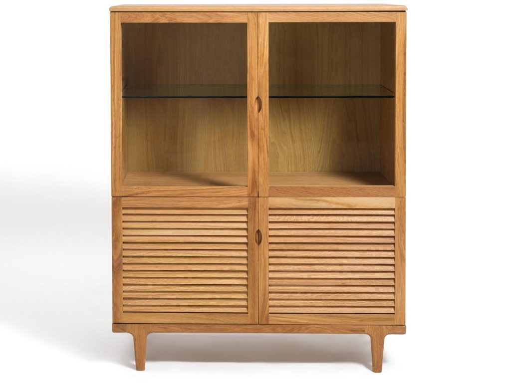 Habitat oak and glass display cabinet