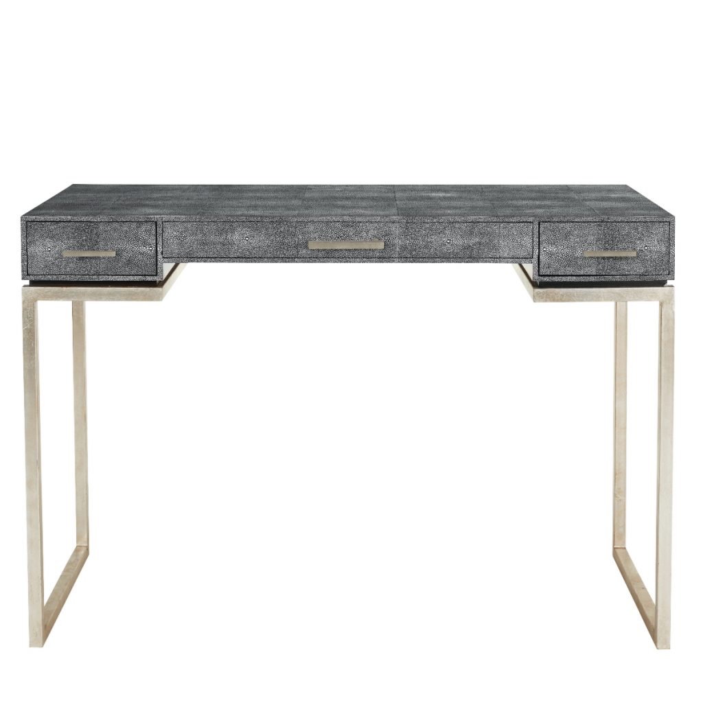 a Honshu faux shagreen desk with brass legs