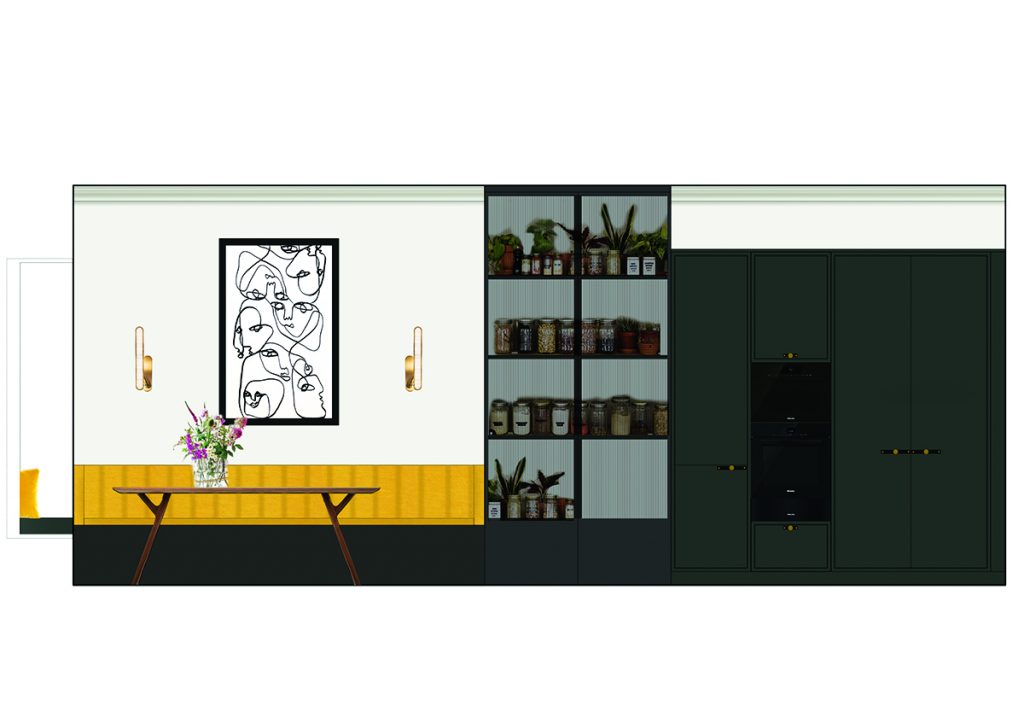 a design featuring cabinetry
