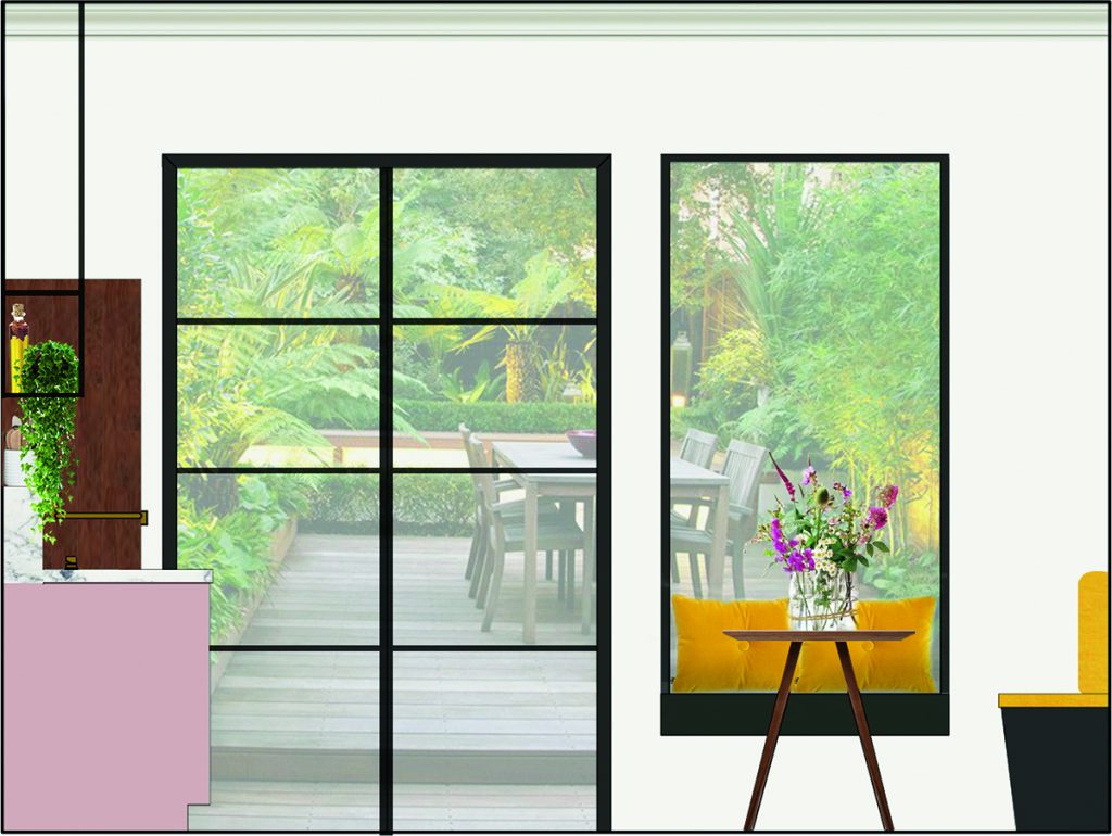 a design next to a garden door