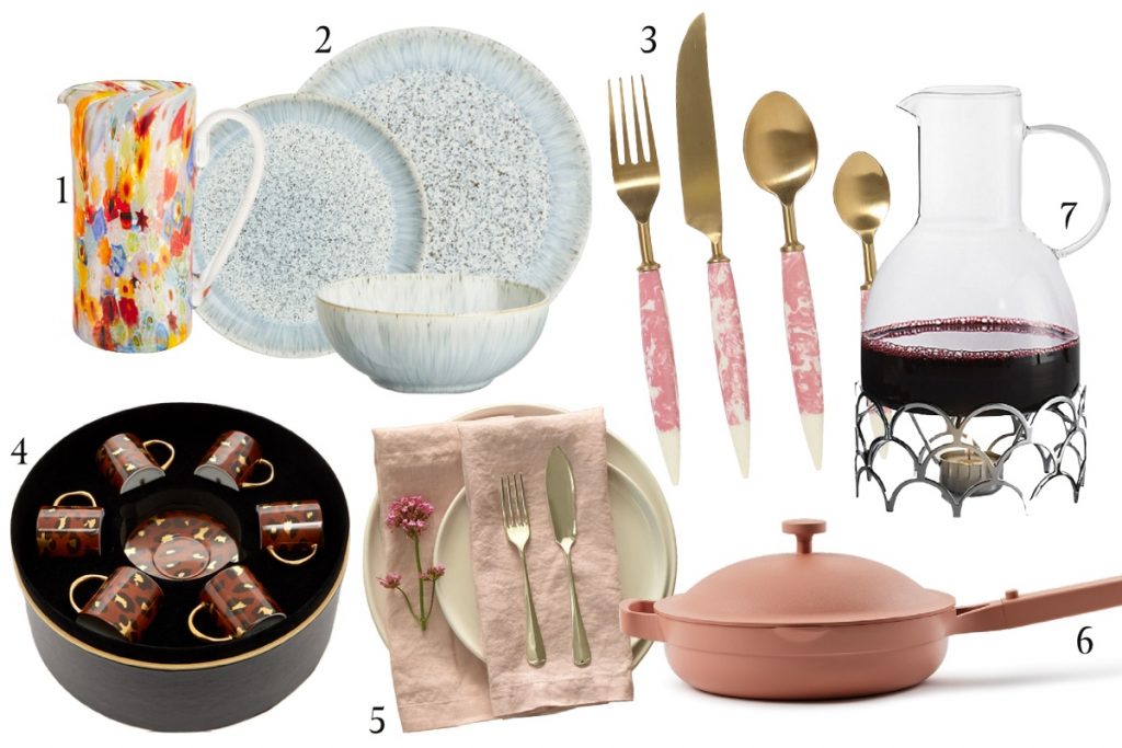 Tableware gifts with mugs, pots and cutlery