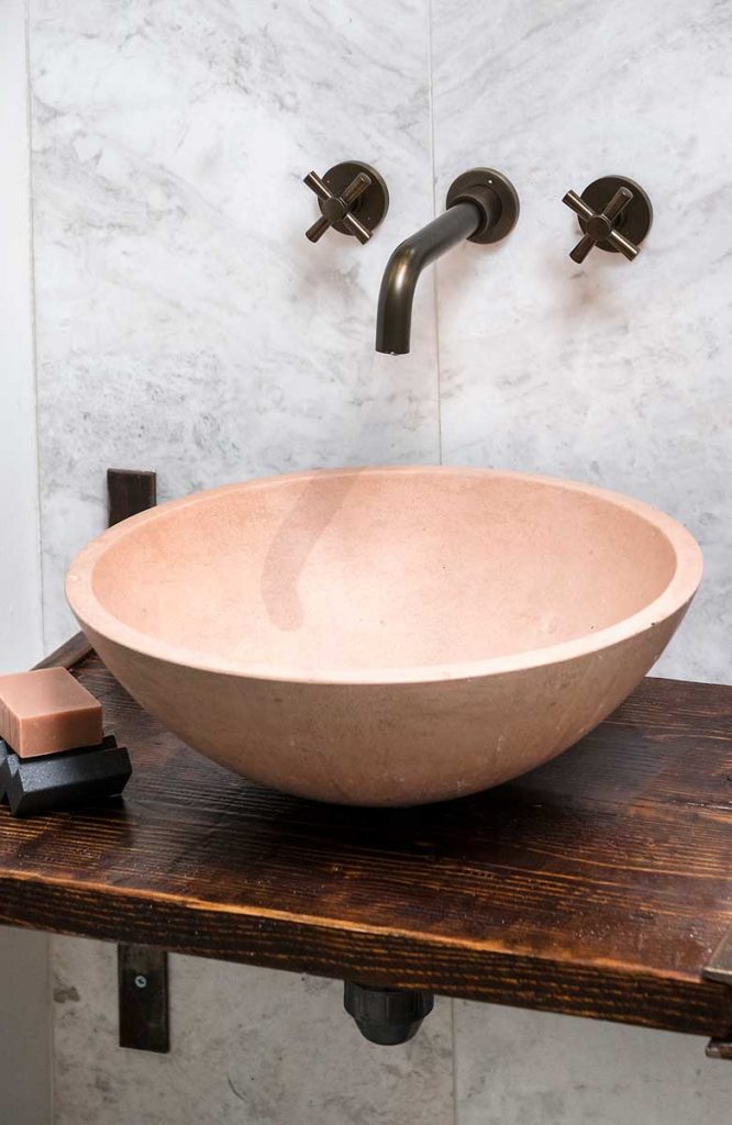 a round pink basin
