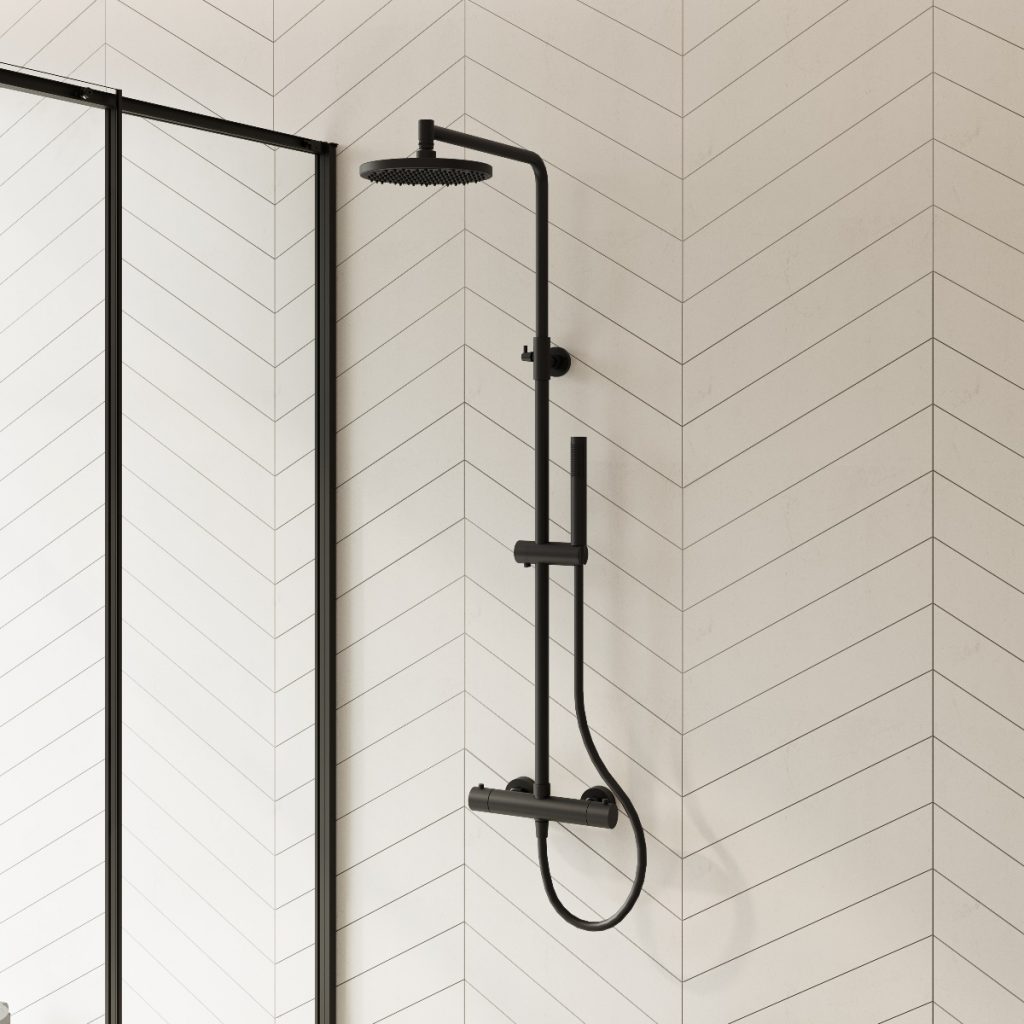 a matt black shower fitting at the KBB Show 2022