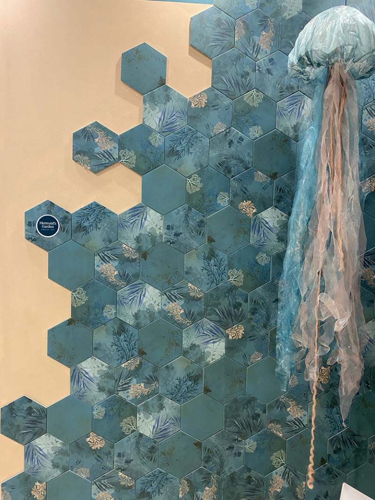 hexagonal blue tiles
