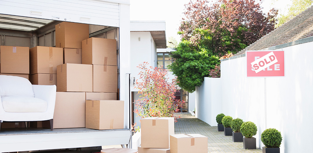 a house move with boxes in lorry